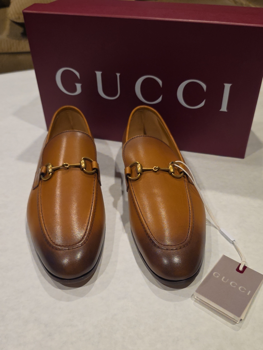 Gucci Tan/Brown Leather Horsebit Loafers